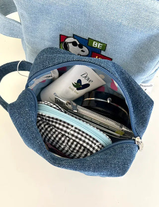 Authentic Snoopy Denim Tote Bag Pouch Mini Bag