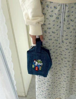 Authentic Snoopy Denim Tote Bag Pouch Mini Bag