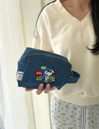 Authentic Snoopy Denim Tote Bag Pouch Mini Bag
