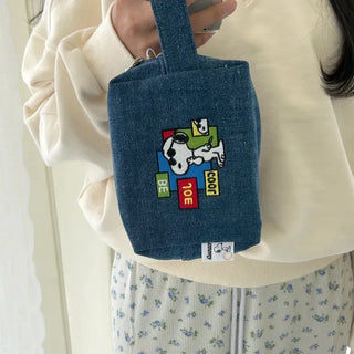 Authentic Snoopy Denim Tote Bag Pouch Mini Bag