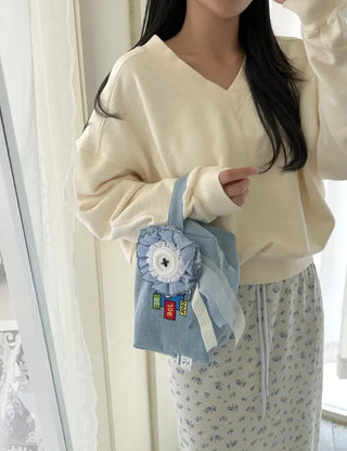 Authentic Snoopy Denim Tote Bag Pouch Mini Bag