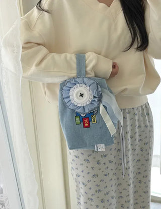 Authentic Snoopy Denim Tote Bag Pouch Mini Bag