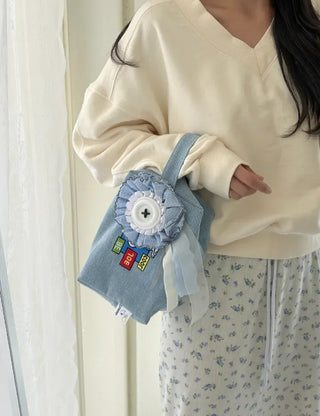 Authentic Snoopy Denim Tote Bag Pouch Mini Bag