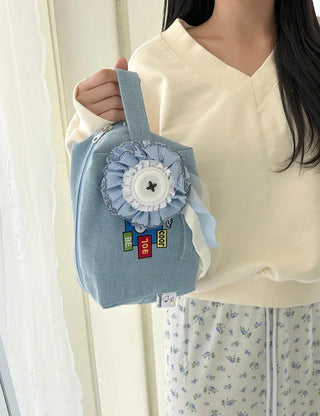 Authentic Snoopy Denim Tote Bag Pouch Mini Bag