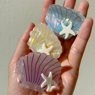 Beach look Seashell hair clip half-up mini claw clip