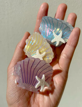 Beach look Seashell hair clip half-up mini claw clip