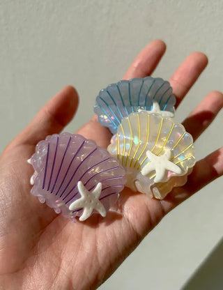 Beach look Seashell hair clip half-up mini claw clip