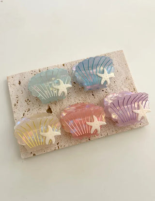 Beach look Seashell hair clip half-up mini claw clip