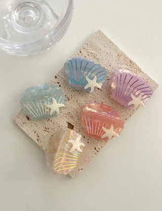 Beach look Seashell hair clip half-up mini claw clip