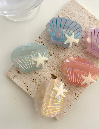 Beach look Seashell hair clip half-up mini claw clip