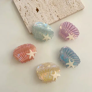 Beach look Seashell hair clip half-up mini claw clip