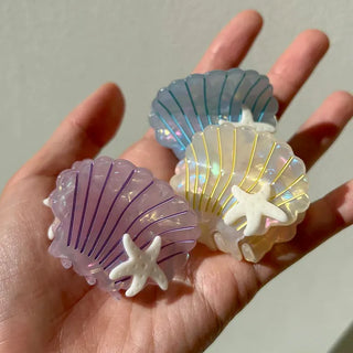 Beach look Seashell hair clip half-up mini claw clip