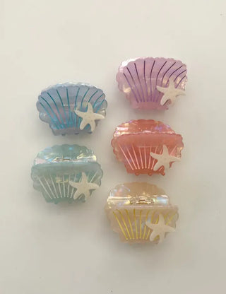 Beach look Seashell hair clip half-up mini claw clip