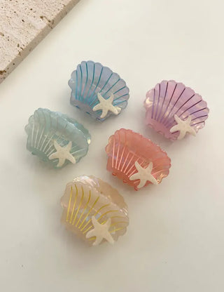 Beach look Seashell hair clip half-up mini claw clip