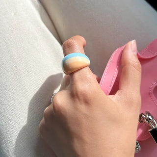 Macaron Fashion Ring Acrylic Bold Marble Formica Ring