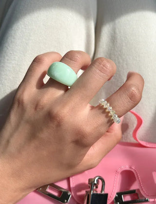Macaron Fashion Ring Acrylic Bold Marble Formica Ring