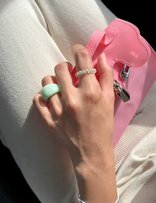 Macaron Fashion Ring Acrylic Bold Marble Formica Ring