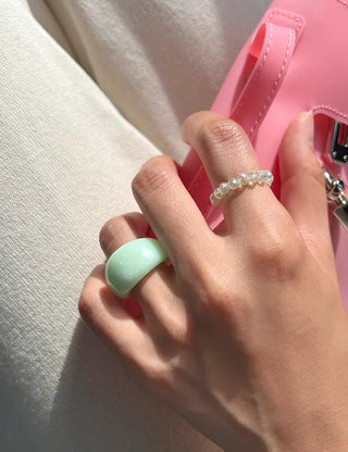 Macaron Fashion Ring Acrylic Bold Marble Formica Ring
