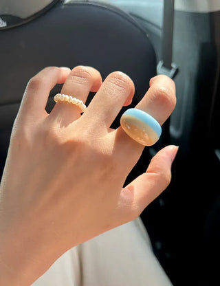 Macaron Fashion Ring Acrylic Bold Marble Formica Ring