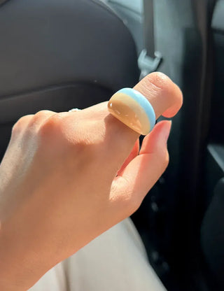 Macaron Fashion Ring Acrylic Bold Marble Formica Ring