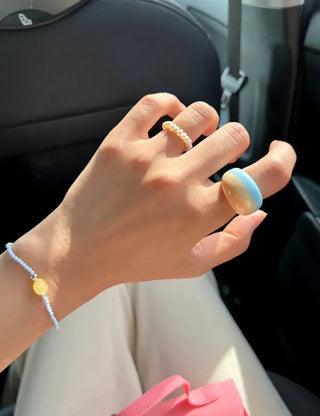 Macaron Fashion Ring Acrylic Bold Marble Formica Ring