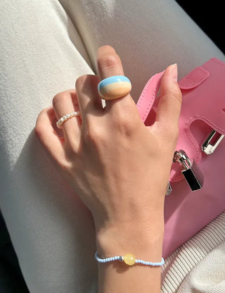 Macaron Fashion Ring Acrylic Bold Marble Formica Ring
