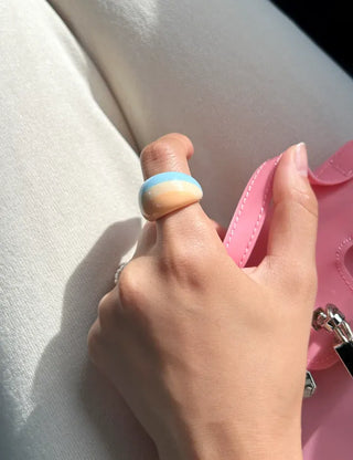 Macaron Fashion Ring Acrylic Bold Marble Formica Ring