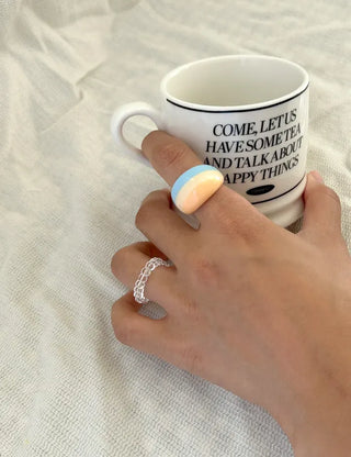 Macaron Fashion Ring Acrylic Bold Marble Formica Ring