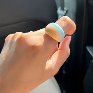 Macaron Fashion Ring Acrylic Bold Marble Formica Ring