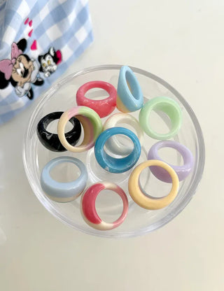 Macaron Fashion Ring Acrylic Bold Marble Formica Ring