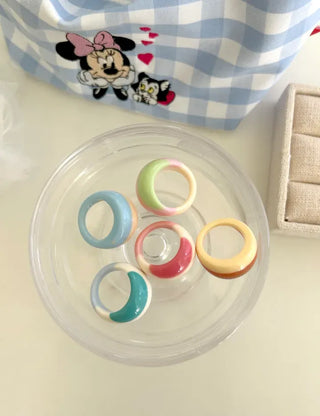 Macaron Fashion Ring Acrylic Bold Marble Formica Ring