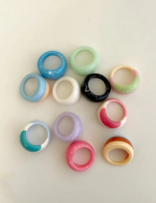 Macaron Fashion Ring Acrylic Bold Marble Formica Ring