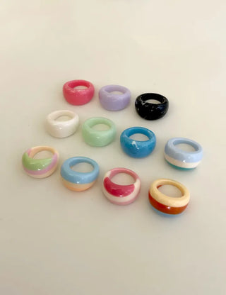 Macaron Fashion Ring Acrylic Bold Marble Formica Ring