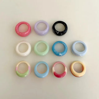 Macaron Fashion Ring Acrylic Bold Marble Formica Ring
