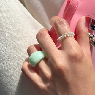 Macaron Fashion Ring Acrylic Bold Marble Formica Ring