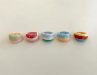 Macaron Fashion Ring Acrylic Bold Marble Formica Ring