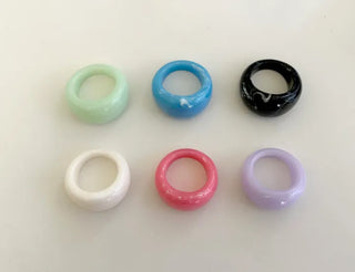 Macaron Fashion Ring Acrylic Bold Marble Formica Ring