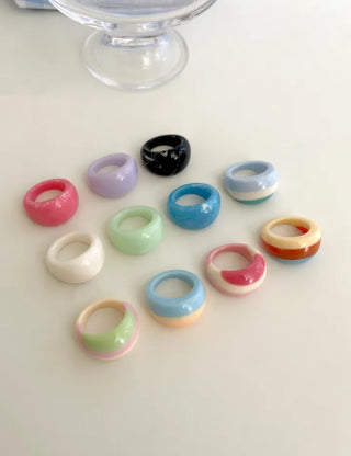 Macaron Fashion Ring Acrylic Bold Marble Formica Ring