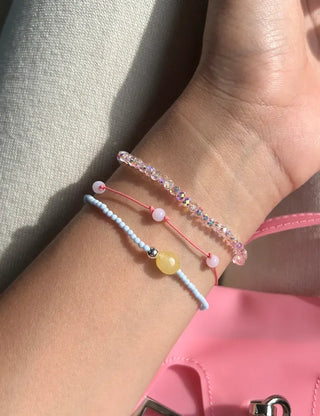 Swimsuit Outfit White Jade Silver Ball Bead Bracelet Pastel
