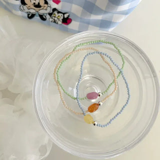 Swimsuit Outfit White Jade Silver Ball Bead Bracelet Pastel
