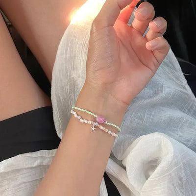 Beach Look Mother-of-Pearl 925 Silver Bracelet Beads Summer