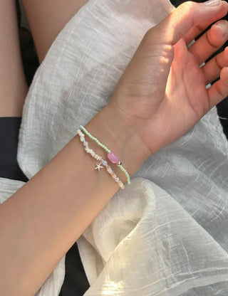 Beach Look Mother-of-Pearl 925 Silver Bracelet Beads Summer