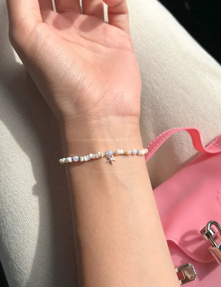 Beach Look Mother-of-Pearl 925 Silver Bracelet Beads Summer