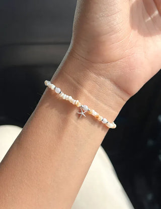 Beach Look Mother-of-Pearl 925 Silver Bracelet Beads Summer