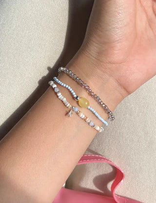 Beach Look Mother-of-Pearl 925 Silver Bracelet Beads Summer