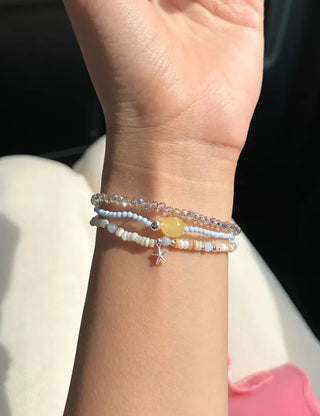 Beach Look Mother-of-Pearl 925 Silver Bracelet Beads Summer