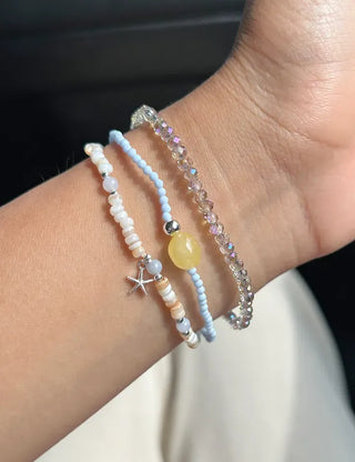 Beach Look Mother-of-Pearl 925 Silver Bracelet Beads Summer