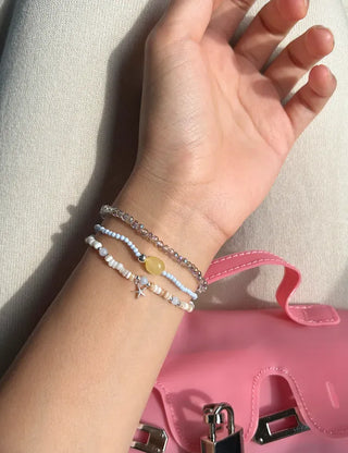 Beach Look Mother-of-Pearl 925 Silver Bracelet Beads Summer