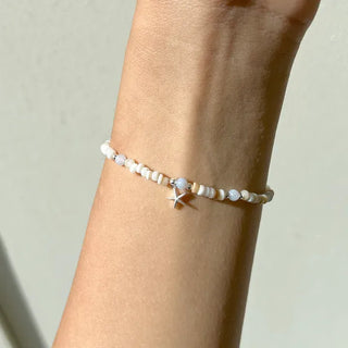 Beach Look Mother-of-Pearl 925 Silver Bracelet Beads Summer
