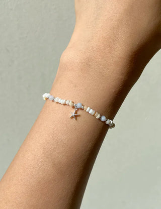 Beach Look Mother-of-Pearl 925 Silver Bracelet Beads Summer